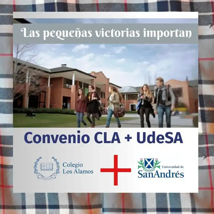 Pieza del convenio entre Colegio Los Álamos y la Universidad de San Andrés